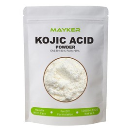 MAYKER Pure Kojic Acid Powder 4.23oz, Cosmetic Grade, Natural Skincare Ingredients for Soap Making, Serums, Lotions, Creams, Water Soluble Only