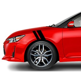 2 and 3 Inch Fender Hash Mark Bars Vinyl Racing Stripes Decals, Fits TC and FR S, Both Sides, White Matte