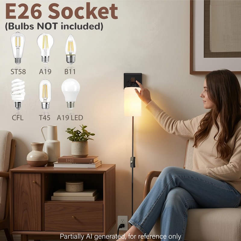 Plug in Wall Sconces Set of 2, Rustic Wall Light