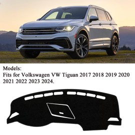 Rifoda Dash Board Cover Fit for Volkswagen VW Tiguan 2017-2024 Dashboard Cover Mat Non-Slip Carpet Sunshield Pad Sunshade Glare UV Rays Protector (Black Edge)