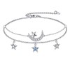 YAFEINI Moon Star Layered Anklet for Women 925 Sterling Silver