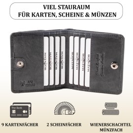 MATADOR Kleine Wiener Box Mini Purse Wallet Men's Small Leather Small Purse Women's with RFID Blocker Purse with Gift Packaging, navy blue, Classic