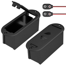 DaierTek Soporte de batería de 9 V con cubierta de conector, caja de soporte de batería de 9 V para pastilla de guitarra y bajo, 2 unidades