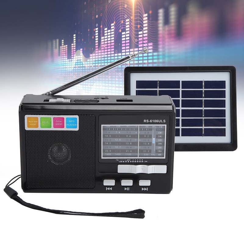 Solar Charging Radio Portable Radio with Emergency LED Flashlight Support