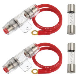 BOJACK 8 Gauge AWG 0.3m Power Cable with 50 Amp AGU Fuse Holder 50A (Pack of 2)