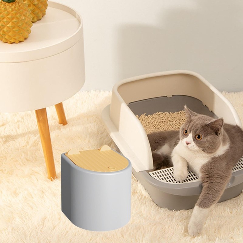MagiDeal Cat Litter Trash Mini Trash Can with Lid Press