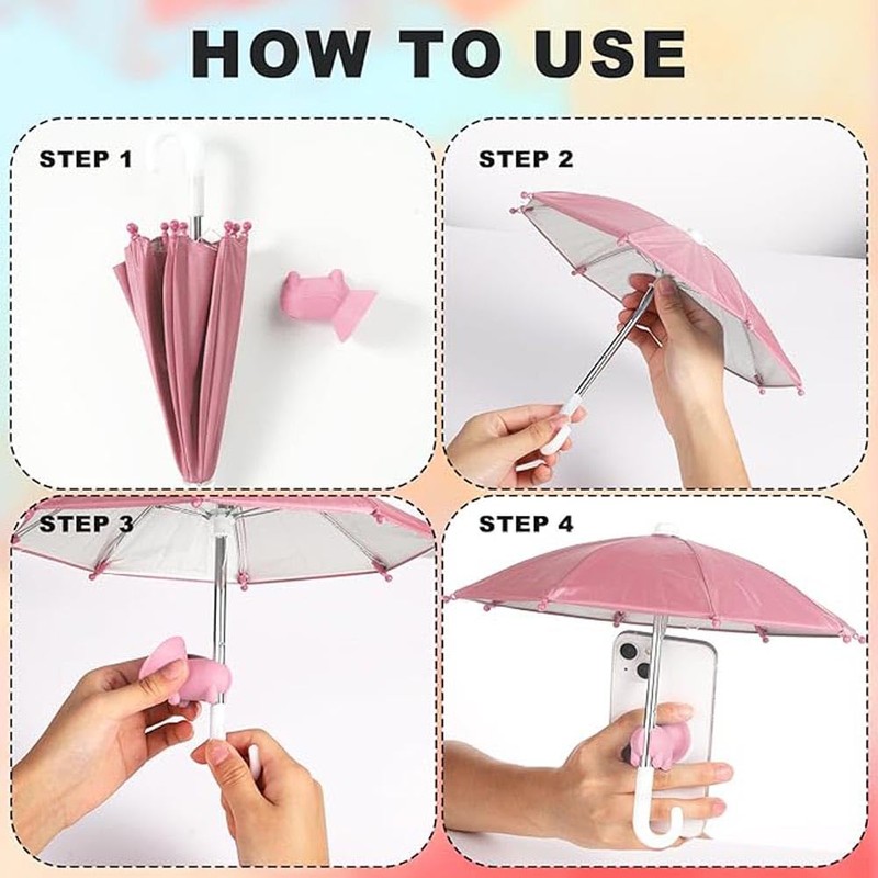 NT-ling 2pcs Cell Phone Umbrella,Outdoor Multi-Function Cute Phone Sunshade Umbrellas