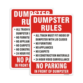 JesmaySigns (2 Pack) Dumpster Rules Sign, 14"x10" Private Dumpster No Dumping Sign, Rust Free Reflective Aluminum, Fade/Weather Resistant, UV Protected, Easy to Install