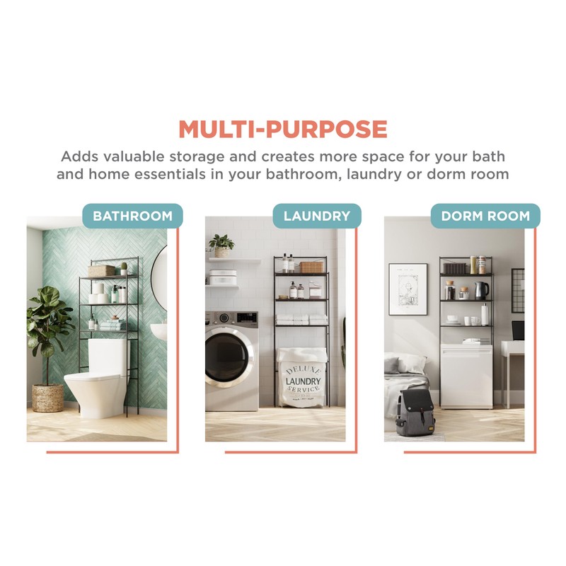 Zenna Home Over the Toilet Storage Shelf Space Saver, Behind