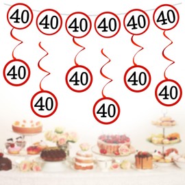 40th Birthday Men Women Decoration Set, Traffic Sign Swirl 40th Birthday Decoration Garland Banner, Streamers Decoration 40th Birthday Man Woman, Spirals Birthday Decoration for Anniversary 40s