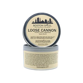 Boston Spice Loose Cannon Handmade Gourmet Seasoning Blend Dry Rub Poultry Wings Chicken Turkey Ribs Rubs Pork Vegetables Smoker Smoked Grill Grilled Oven BBQ Barbecue Roasted 1 Cup Spice wt. 6.5oz/185g In Tin