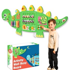 Dinosaur Activity Wall Busy Board – Educational & Fun Toys 2-6 Years - Sensory Wall Panel for Kids - Toddler Playrooms, Daycares, Waiting Rooms - Sensory Panel for Autism - Montessori Activity Board