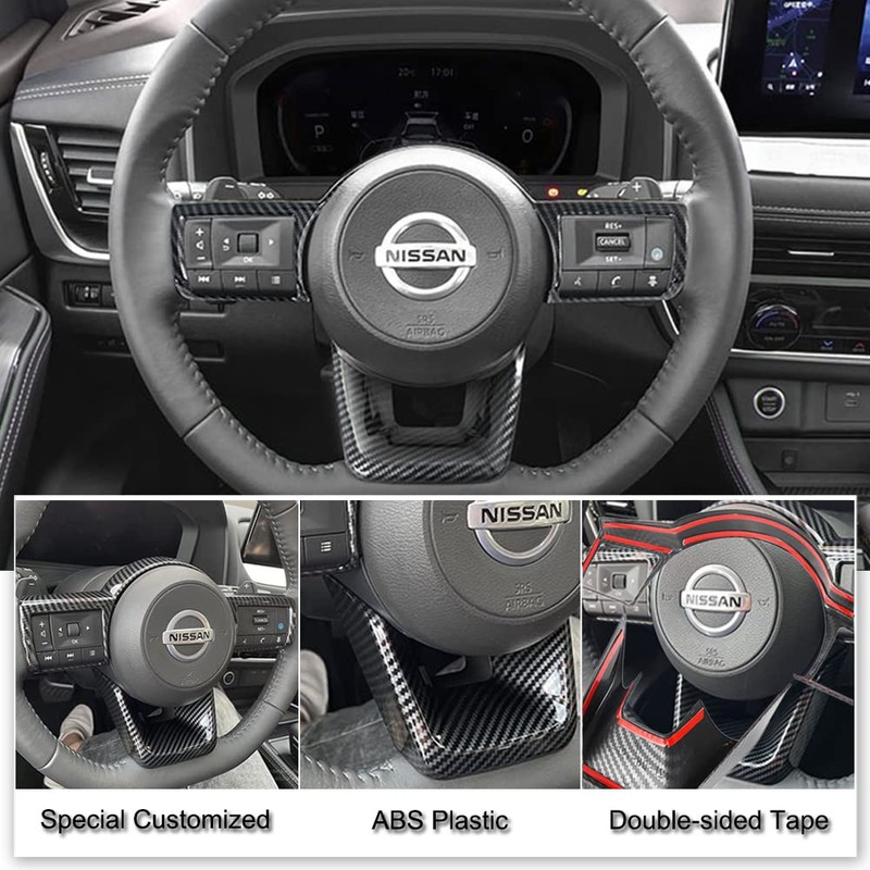 XITER 2PCS ABS Carbon Fiber Style Steering wheel cover Panel