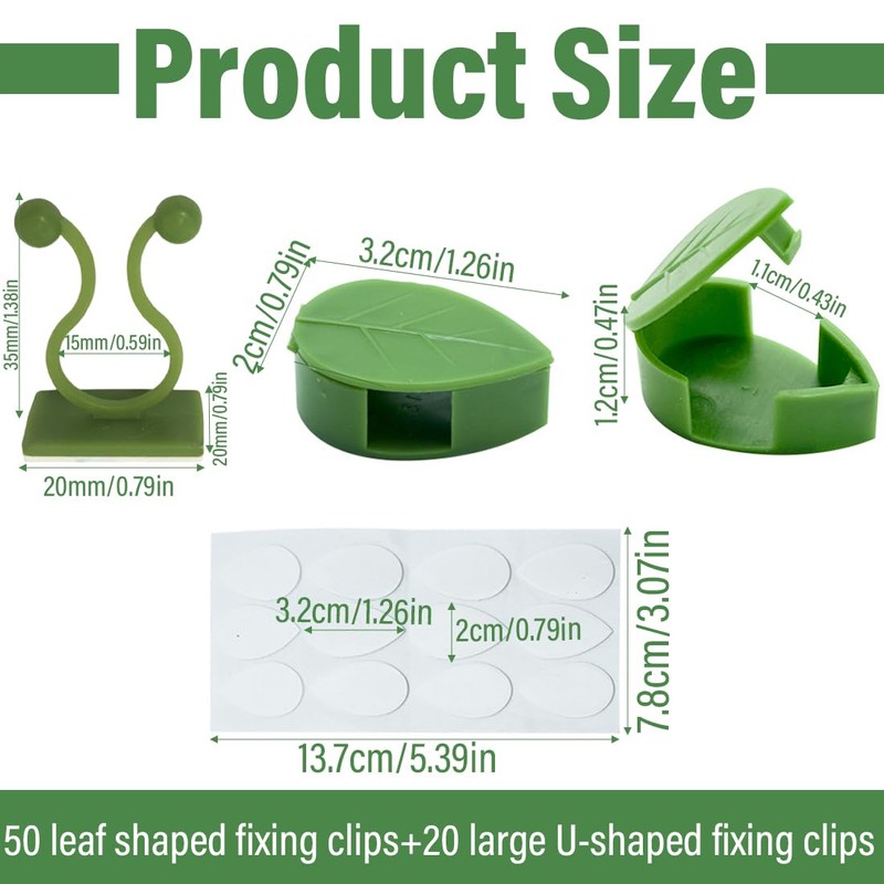 QIBZI 50 Pcs Leaf Shaped Clips + 20 Pieces Large