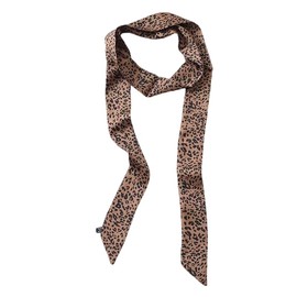 Women's Satin Belt 5 cm x 195 cm Band Imitation Silk Long Scarf Dress Waistband Hat Accessories, Brown / Black Leopard