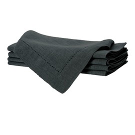 Linen Fabric Napkins Hemstitch Napkins Natural Colours 50 x 50 cm 100% European Flat Napkins Set of 6 Washable Ideal for Kitchen, Christmas, Wedding, Restaurant and Everyday Use