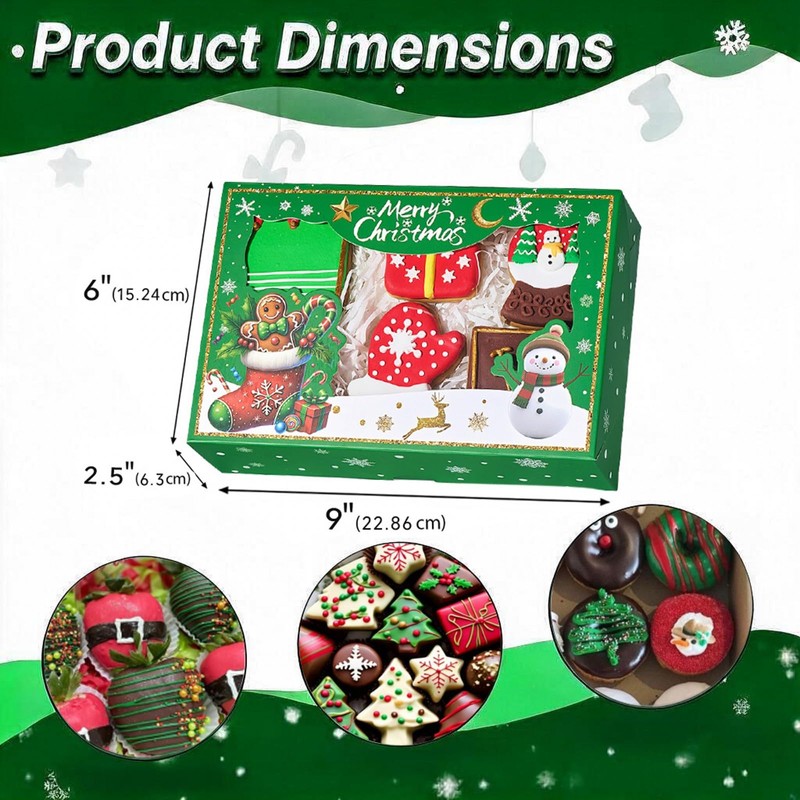 48PCS 9x6x2.5'' Christmas Elegant White Cookie Box for Gift Giving