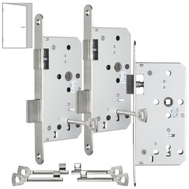 AGT Deadlock – Set of 3 Deadlock Mortice Locks for Room Doors, Trap, DIN Right (Bathroom Door Lock, Mortice Room Door Lock, Door Fittings)