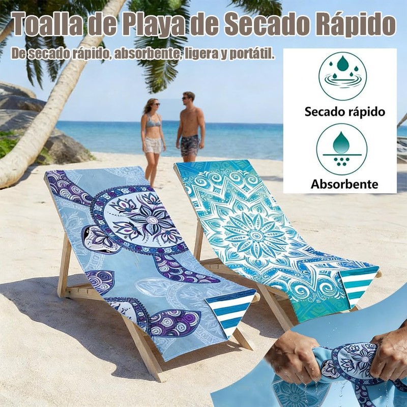 Pack de 2 Toallas de Playa de Microfibra para Adultos