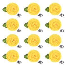 M METERXITY 12-Pack Lapel Pin for Men, 2.56" Handmade Flower Brooch Button Pins for Men Suits, Formal Boutonnieres for Gentleman/Wedding/Groom/Tuxedo/Corsage/Accessories [Yellow]