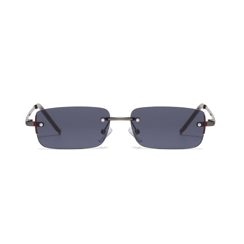 WDZAYXC Rectangular Retro Rimless Sunglasses for Men and Women, Metal