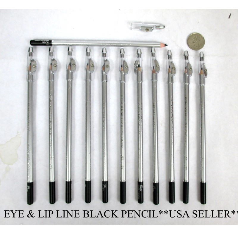 LOT OF 36--Black Eyeliner Pencil With Sharpner cosmetic -EP72B
