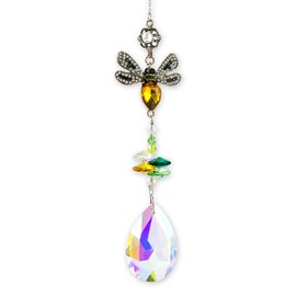 Crystal Suncatcher Pendant Colorful Bee Rhinestones Suncatcher, Crystal Prism Sun Catcher for Window, Glass Ball Hanging Ornament Rainbow Maker for Home Decor Wedding Hanging