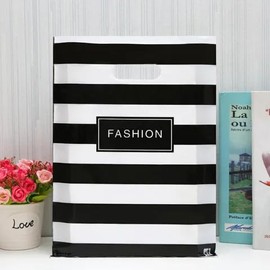 Bolsa Boutique Regalo Elegante Diseño Ropa Comercio Polipapel Decorada 100 pzs (Rayas Negras, 20x26 cm)
