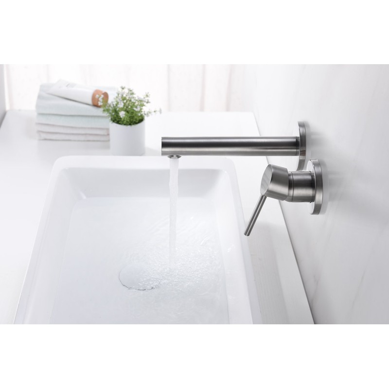 Sumerain Wall Mount Bathroom Faucet Brushed Nickel,Valve Included
