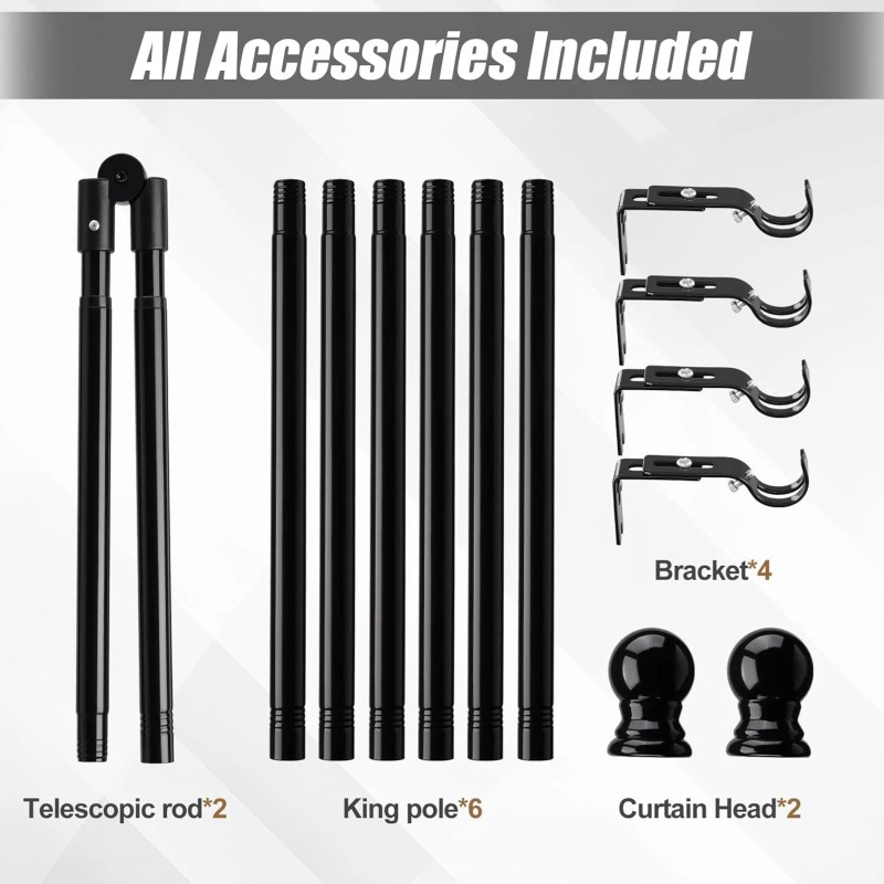 Nicecho L Shape Heavy Duty window Curtain Rod adjust to