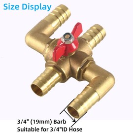 Farady Automobile Integrated 4-Way Heating Water Manual Control Valve Solid Brass Car Heater Air Conditioning Ball Valve with 4 Clamps 3/4"(19mm)