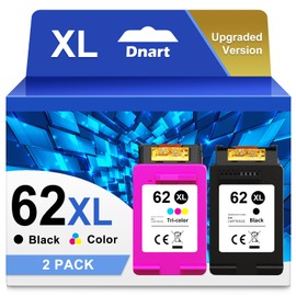 62XL Ink Cartridge Combo Pack Replacement for HP Ink 62 XL 62XL Ink Cartridges Black and Color Works with HP Envy 5660 7640 5540 7645 OfficeJet 5740 200 250 Printer Ink 62 XL (2 Pack)