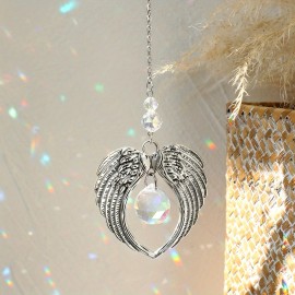 1pc Angel Wings Suncatcher Car Crystal Hanging Ornament Angel Wing Crystal Sun Catcher Garden Decoration Glass Prisms Rainbowcolor: Gold, Type: hanging, Size: H:33cm