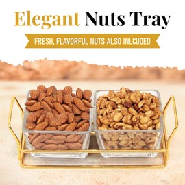 Nuts gift Basket Luxurious and Elegant 2 Sectional Premium Reusable Glass Tray, Perfect Holiday Food Gift Basket