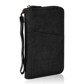 Amexo Travel Wallet Family Passport Holder RFID Blocking Travel Document Organiser Waterproof Holiday Passport Case for ID Card Credit Cards Flight Tickets Money Coins Gifts for Men Women (Black)