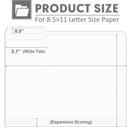 File Folder, PANDRI 120 Pack File Folder, 1/3 Cut Tab, Letter Size, Filing Folder for Office School Business, White