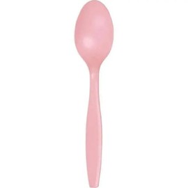 Creative Converting Touch of Color Premium 24 Count Plastic Spoons, Classic Pink