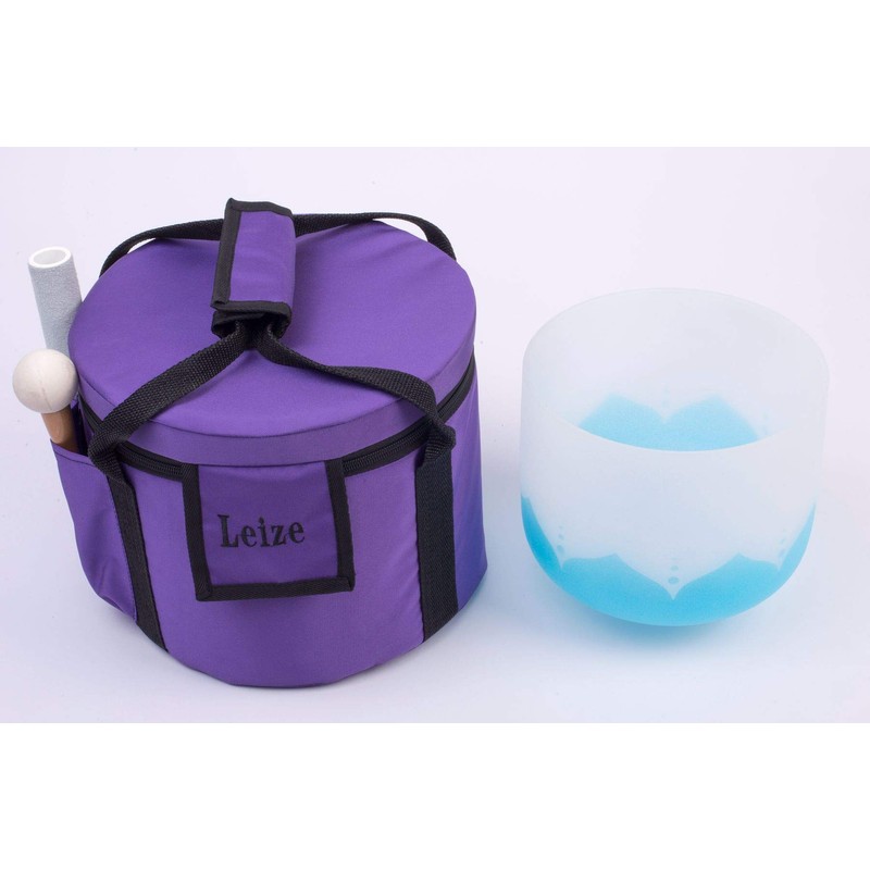 Leize Blue Lotus Design Crystal Singing Bowl G Note Throat
