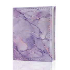 POJAGU Photo Album 4x6 Photos - 52 Photos Small Mini Capacity Vegan Leather Cover Photo Album, Portable Wallet Photo Album for Family Wedding Girls, (Purple)