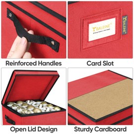 BALEINE Christmas Ornament Storage Box with Dividers, Premium Holiday Ornaments Storage Container Bin for Xmas Decorations (64 Ball, Green, Without Tray)