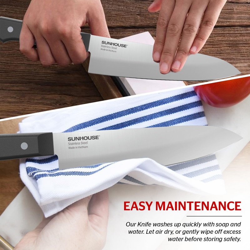 Sunhouse Basic Chef Knife 7.5 Inch Kitchen Knife, High Stainless