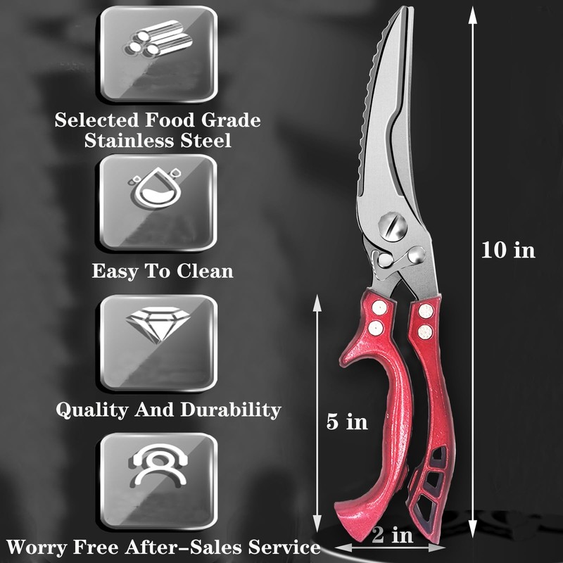 Heavy Duty Kitchen Shears by ANDONG, Kitchen Scissors,Stainless Steel Poultry