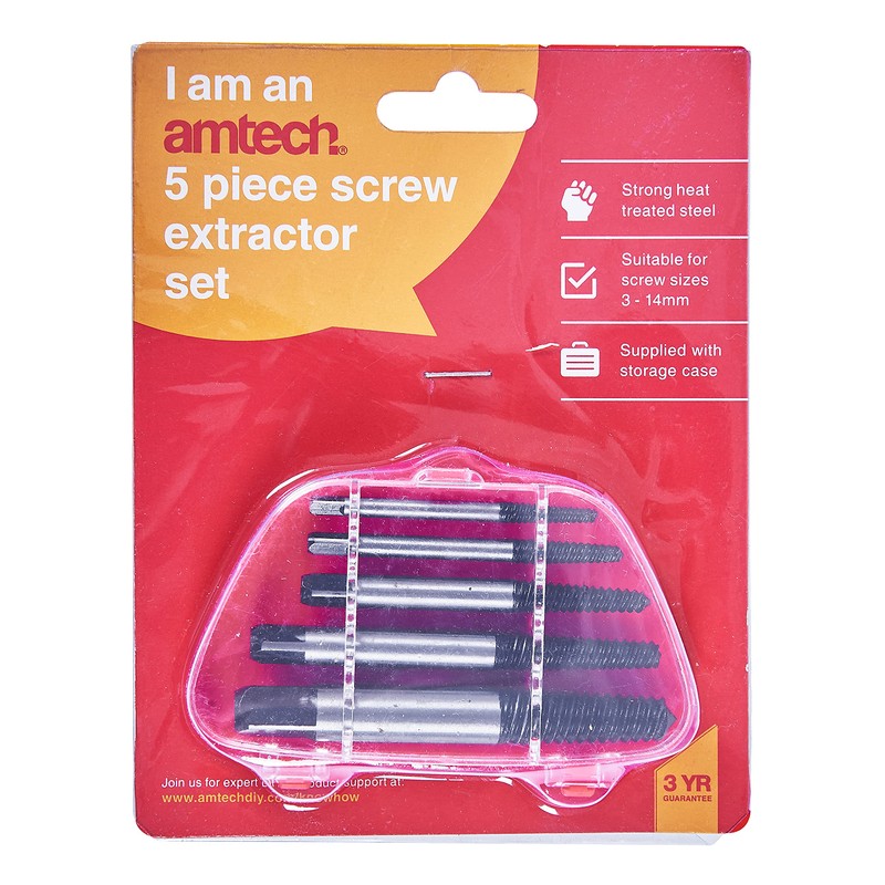 Amtech S0900 5 Piece Screw Extractor Set