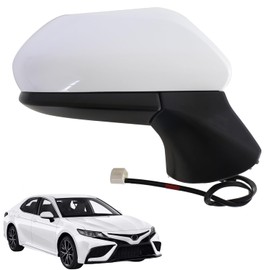 Marretoo for Toyota Camry Side Mirror Assembly Passenger RH 2018 2019 2020 2021 2022 2023 2024 |WHITE | Power | Gloss Finish | Non-Heated | Replaces TO1321366| (POWER, Passenger Side(RH))
