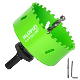 HLOFIZI 3-1/2 Inch Carbide Grit Hole Saw Cutting Through Stucco, Plaster, Cement Board, Drywall, PVC with 1-1/2" Depth, Up to 3X Faster