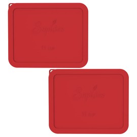 Sophico 11 Cup Rectangle Silicone Storage Cover Lids Replacement for Pyrex 7212-PC Glass Bowls, Container not Included (RED-2PACK)