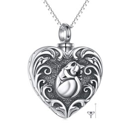 ONEFINITY Ashes Necklace for Cat 925 Sterling Silver Urn Necklace for Ashes Pet Cremation Jewellery Gifts