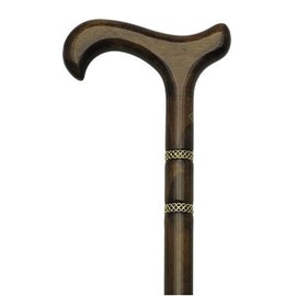 Walking Cane Bijoux Walnut. This walking stick cane has a derby handle and hardwood walnut stained shaft. This wooden cane has a weight capacity of 250 pounds and 36 inches long.