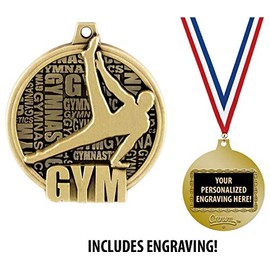 Crown Awards Custom Gymnastics Medals, 2" Boys Gymnastics Medal with Free Neck Ribbon and 4 Lines of Engraving Included 1 Pack