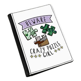Reisepasshülle mit Aufschrift "Beware Crazy Puzzle", Mädchen